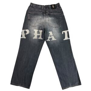 Vintage Phat Farm Jeans 32 Baggy Y2K Hip Hop Denim Spell Out Logo Loose Skater